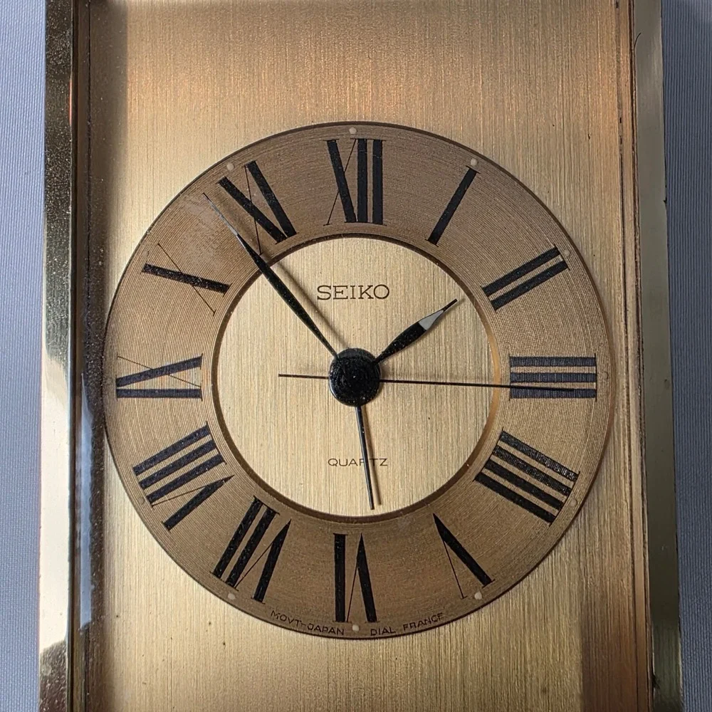 Seiko AQP102G Quartz Table Carriage Alarm Clock Roman Numeral French‎ Case Japan